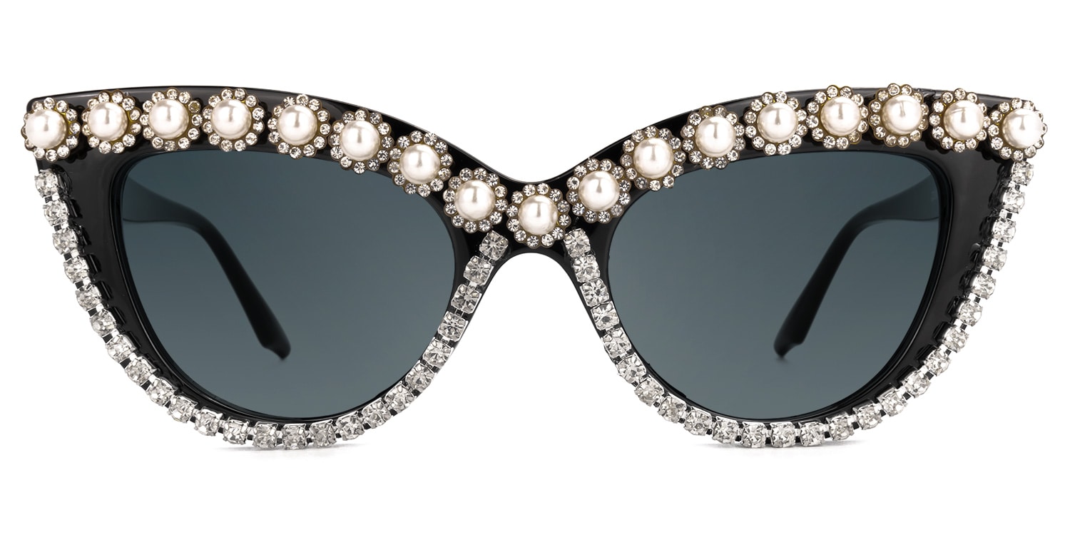 Santos - Cat Eye Black Sunglasses | Vooglam