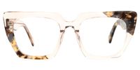 Sanna - Square Champagne Eyeglasses | Vooglam Angle View