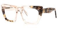Sanna - Square Champagne Eyeglasses | Vooglam Front View