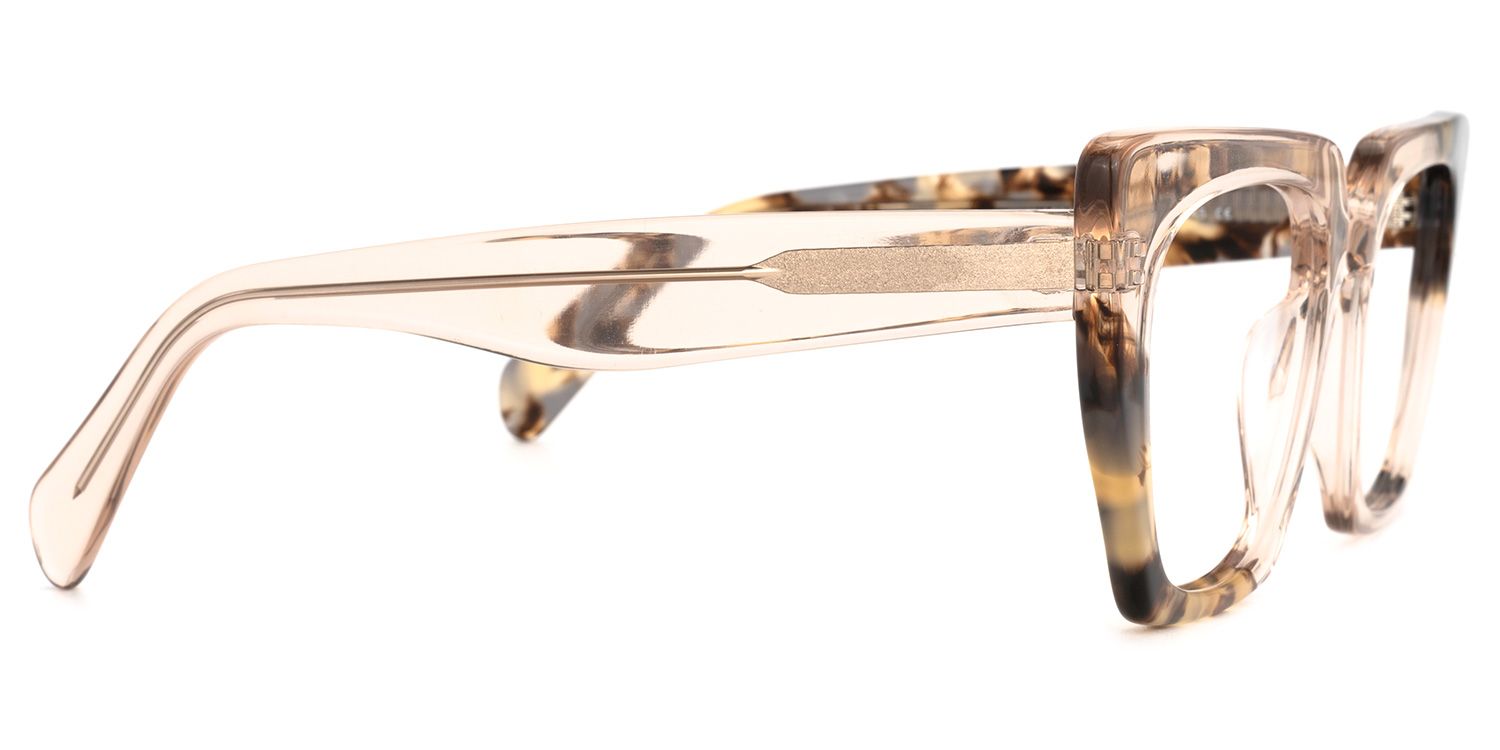 Sanna - Square Champagne Eyeglasses | Vooglam 4