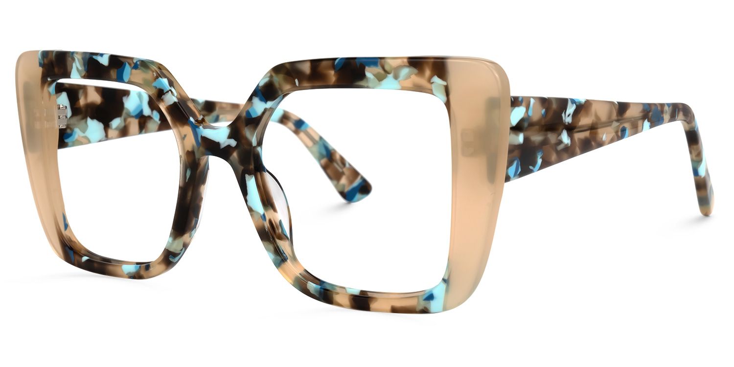 Giuseppina - Square Champagne Eyeglasses | Vooglam Front View