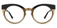 Round Shiny/Gold Eyeglasses | Vooglam.com Angle View