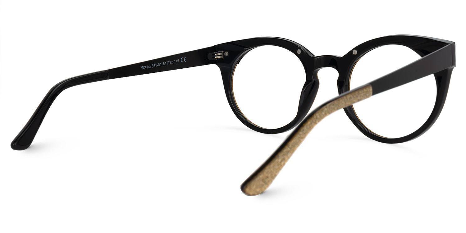 Round Shiny/Gold Eyeglasses | Vooglam.com Side View