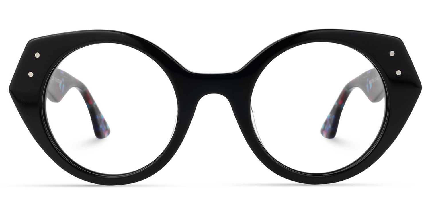 Geometric Black Eyeglasses | Vooglam.com Angle View