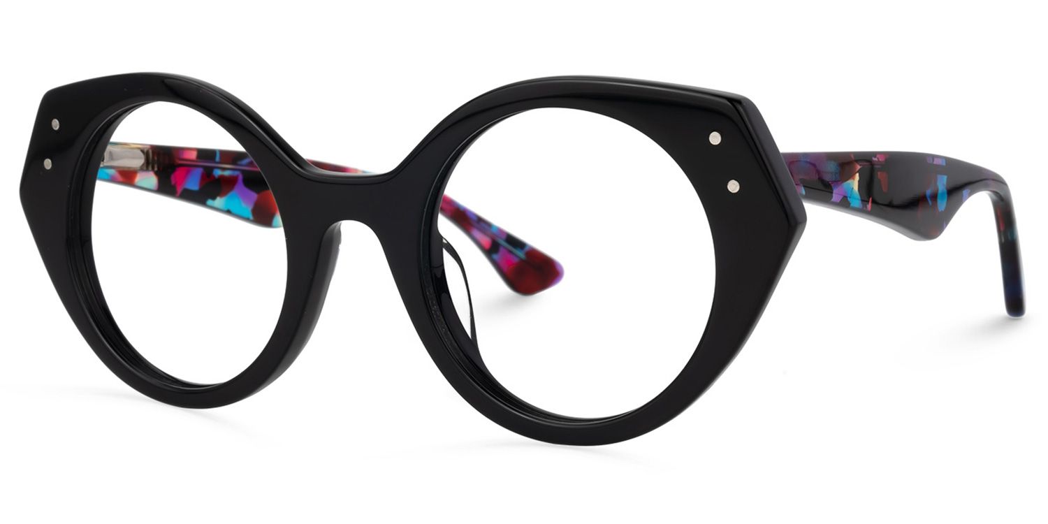 Geometric Black Eyeglasses | Vooglam.com Front View