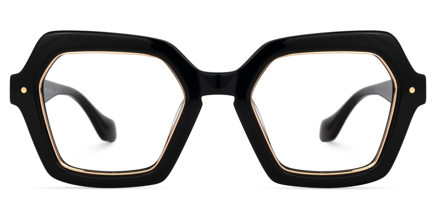 Geometric Black Eyeglasses | Vooglam.com Angle View