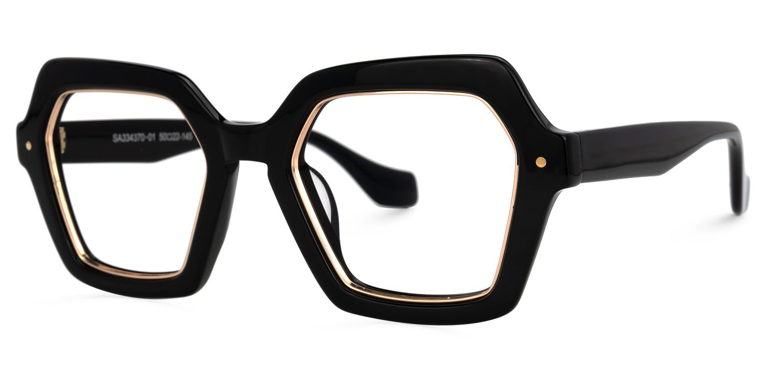 Geometric Black Eyeglasses | Vooglam.com Front View