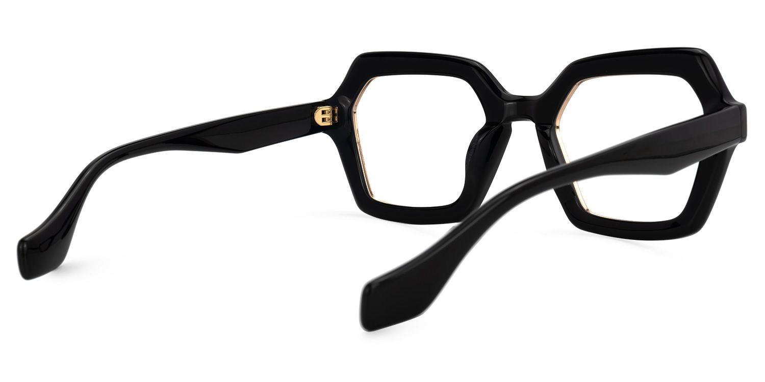Geometric Black Eyeglasses | Vooglam.com Side View
