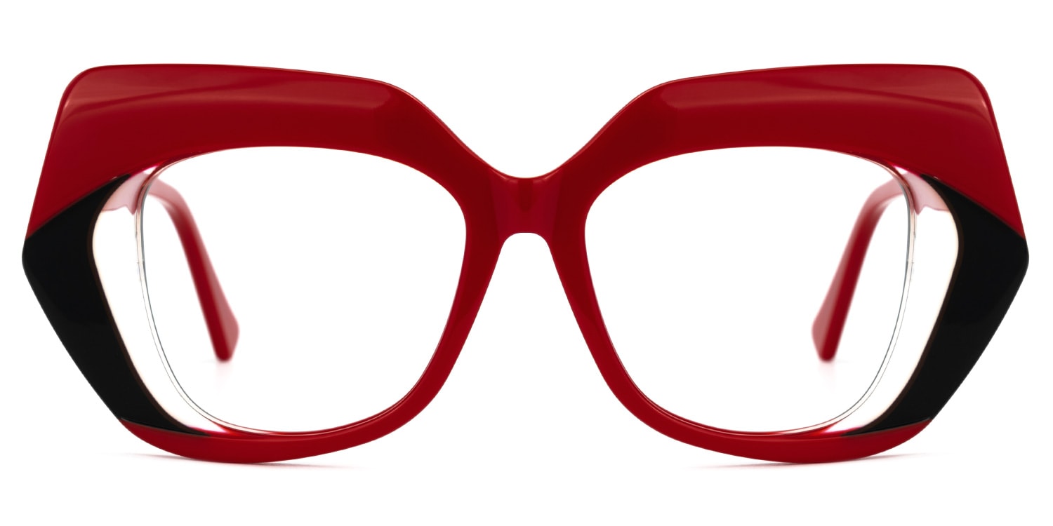 

Kamilah - Geometric Red Eyeglasses