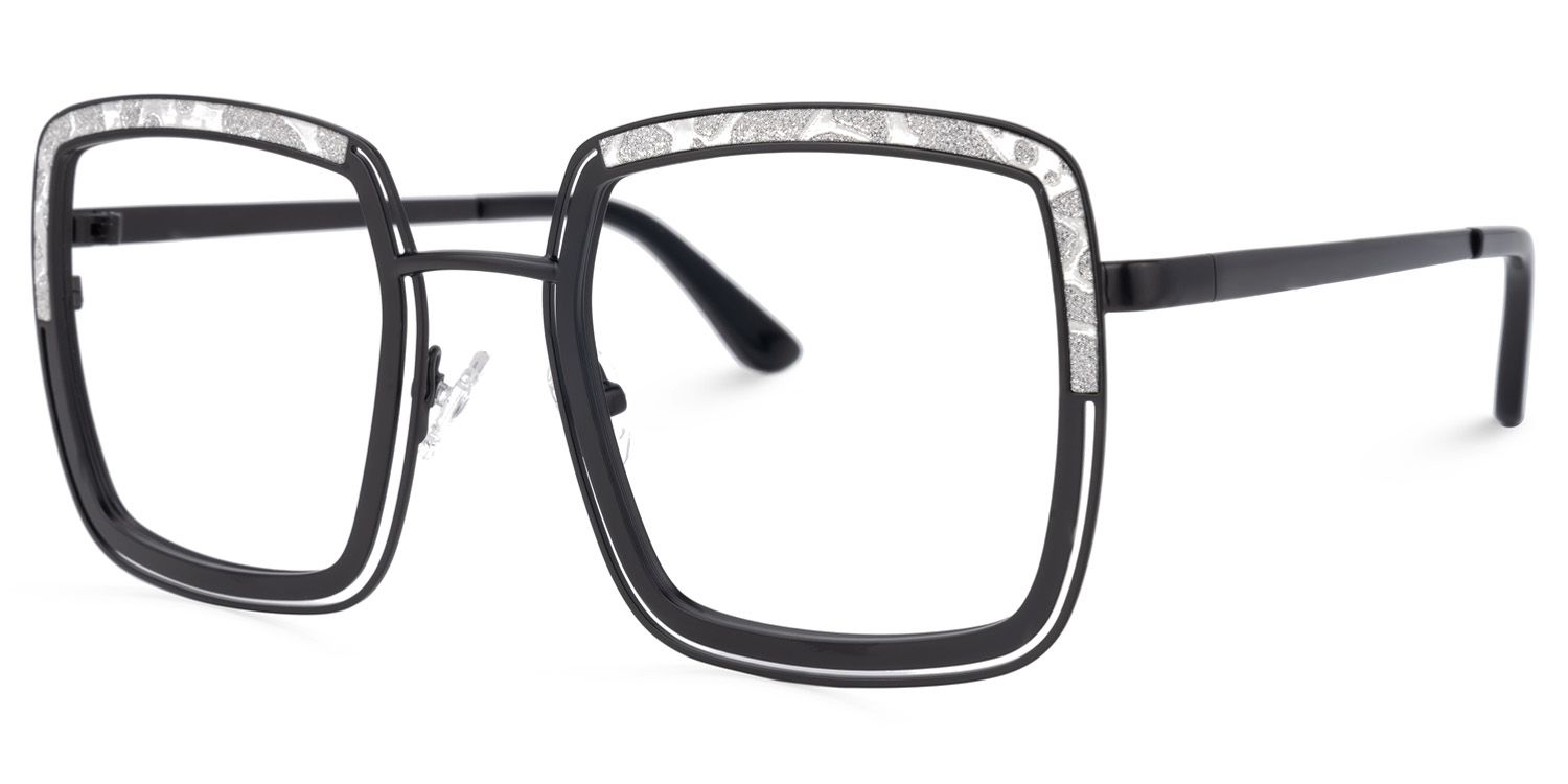 Square Black Eyeglasses | Vooglam.com Front View