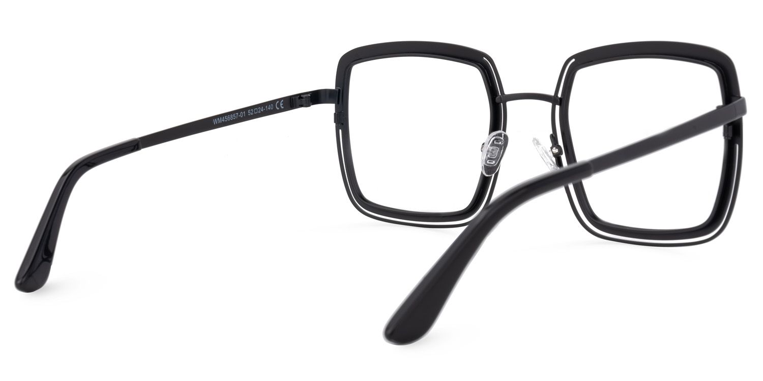 Square Black Eyeglasses | Vooglam.com Side View