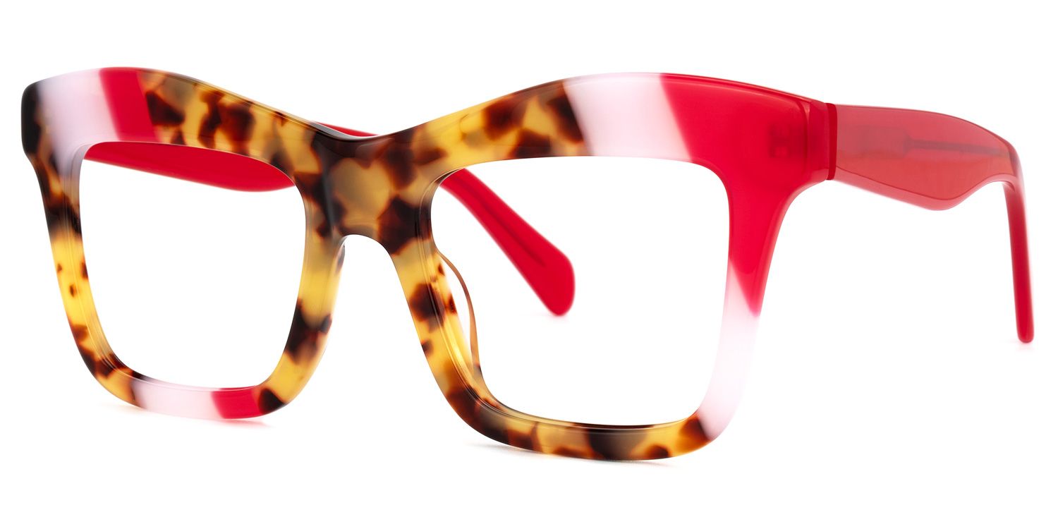 Rectangle Yellow/Tortoise Eyeglasses | Vooglam.com Front View