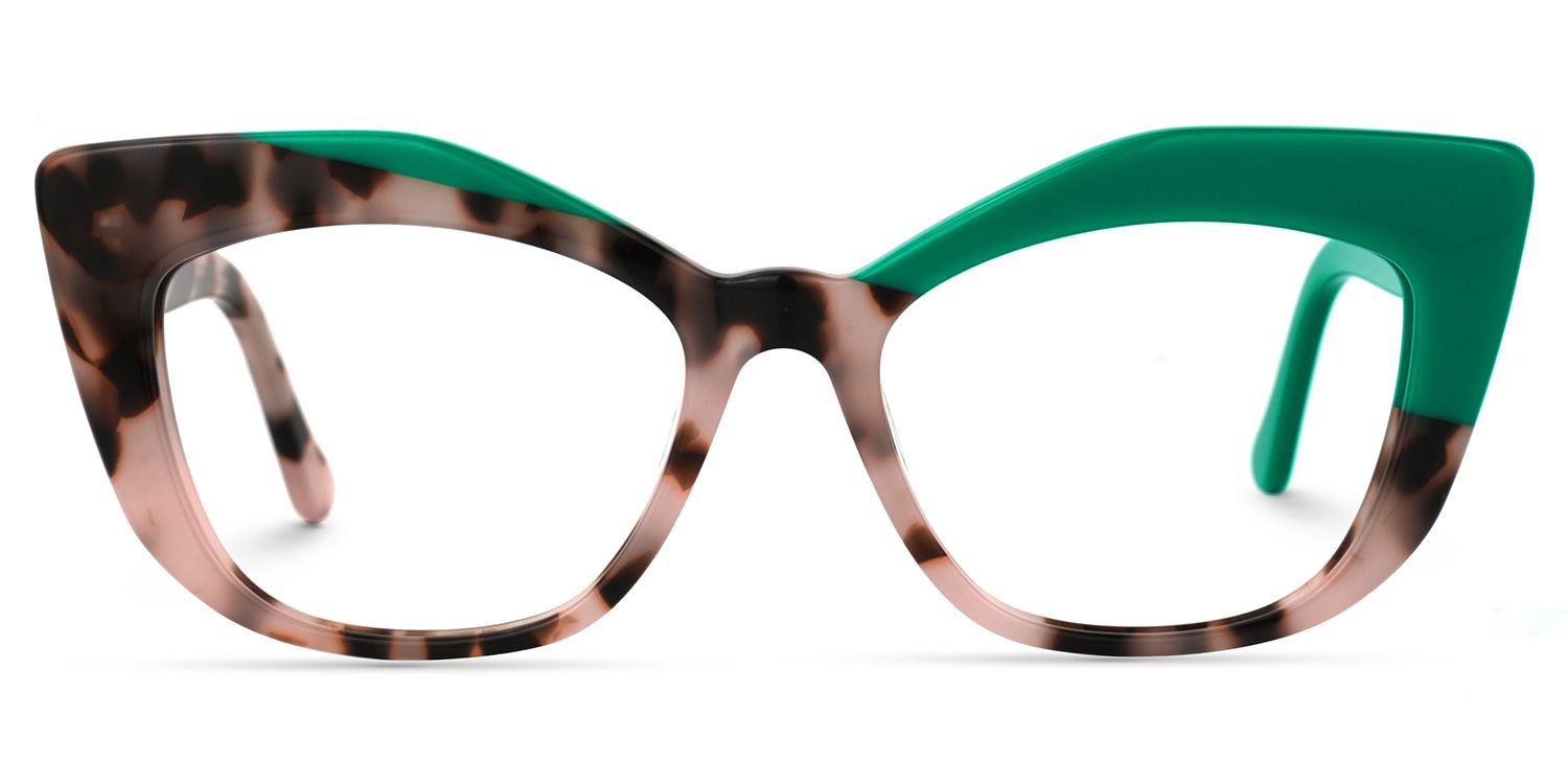 Marian - Geometric Green Eyeglasses | Vooglam Angle View