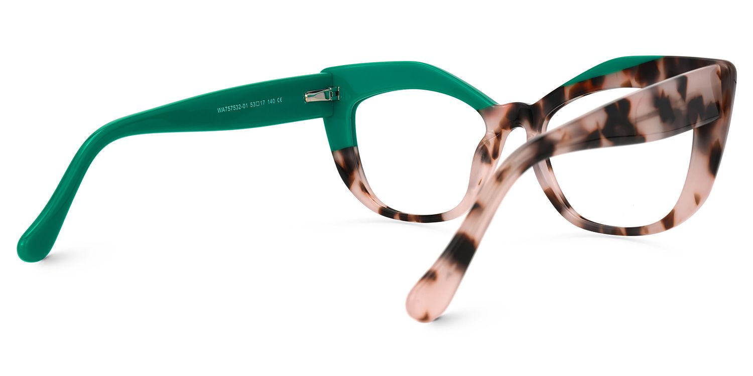 Marian - Geometric Green Eyeglasses | Vooglam Side View