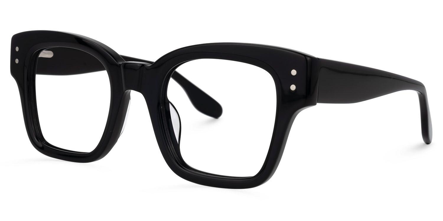 Rectangle Black Eyeglasses | Vooglam.com Front View