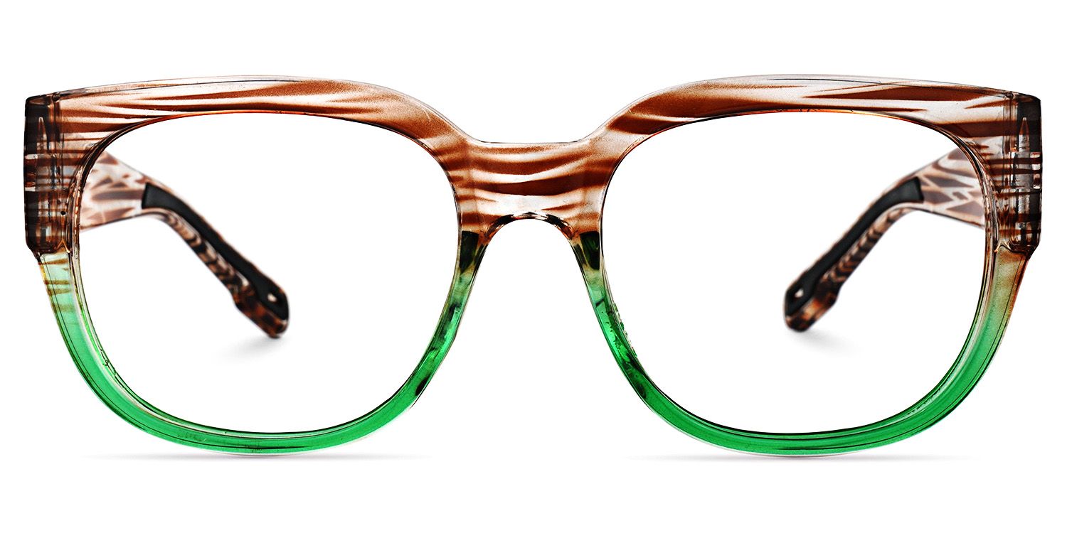 Rectangle Green Eyeglasses by Vooglam.com - Angle View