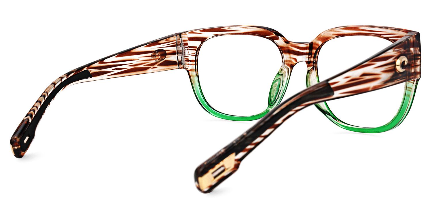 Rectangle Green Eyeglasses by Vooglam.com - Side View