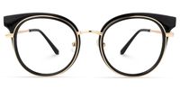 Round Black/Gold Eyeglasses | Vooglam.com Angle View