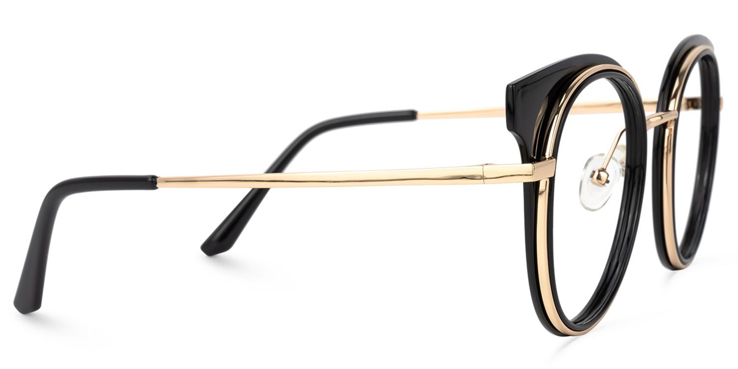 Round Black/Gold Eyeglasses | Vooglam.com 4