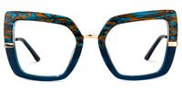 Shavan - Square Blue Eyeglasses | Vooglam Angle View
