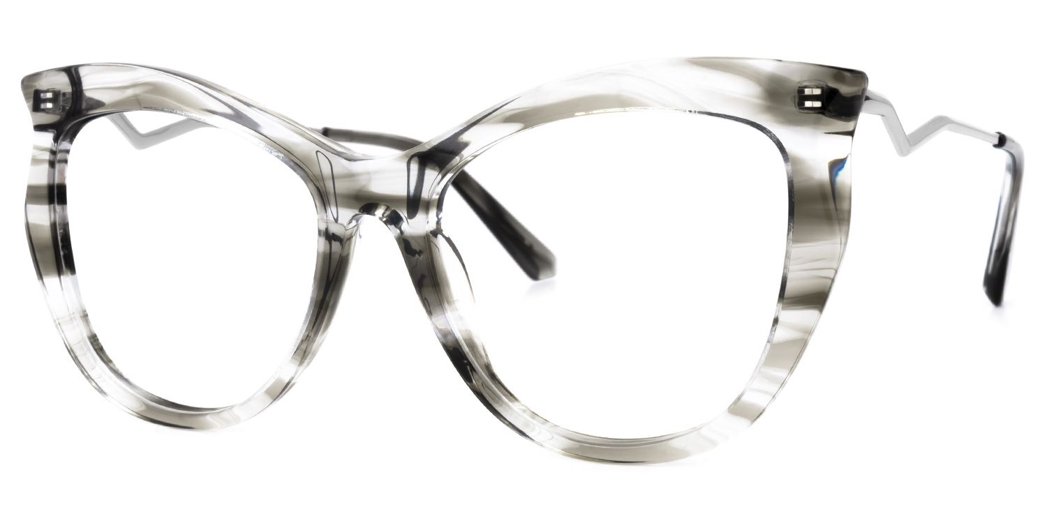 Geometric Grey Eyeglasses | Vooglam.com Front View