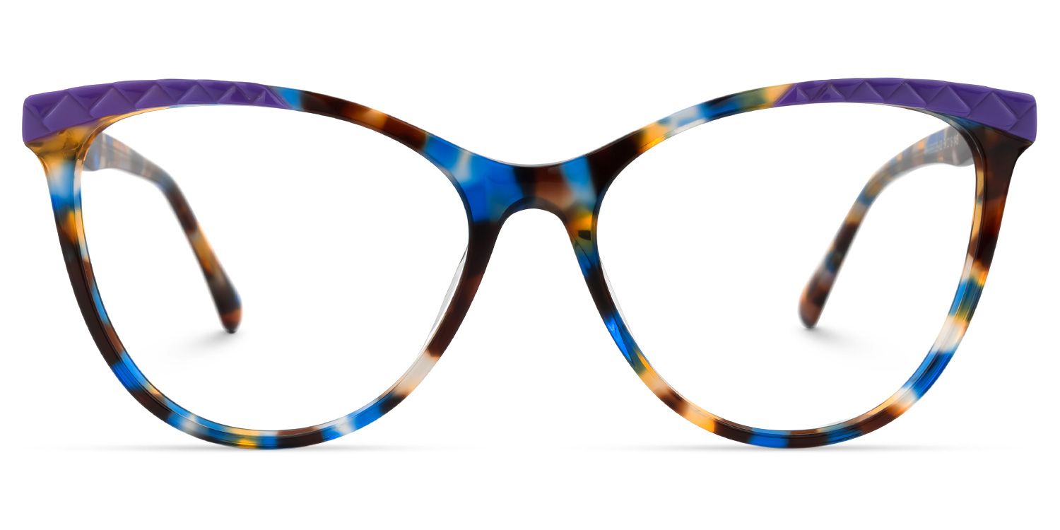 Cat Eye Blue/Tortoise Eyeglasses | Vooglam.com Angle View