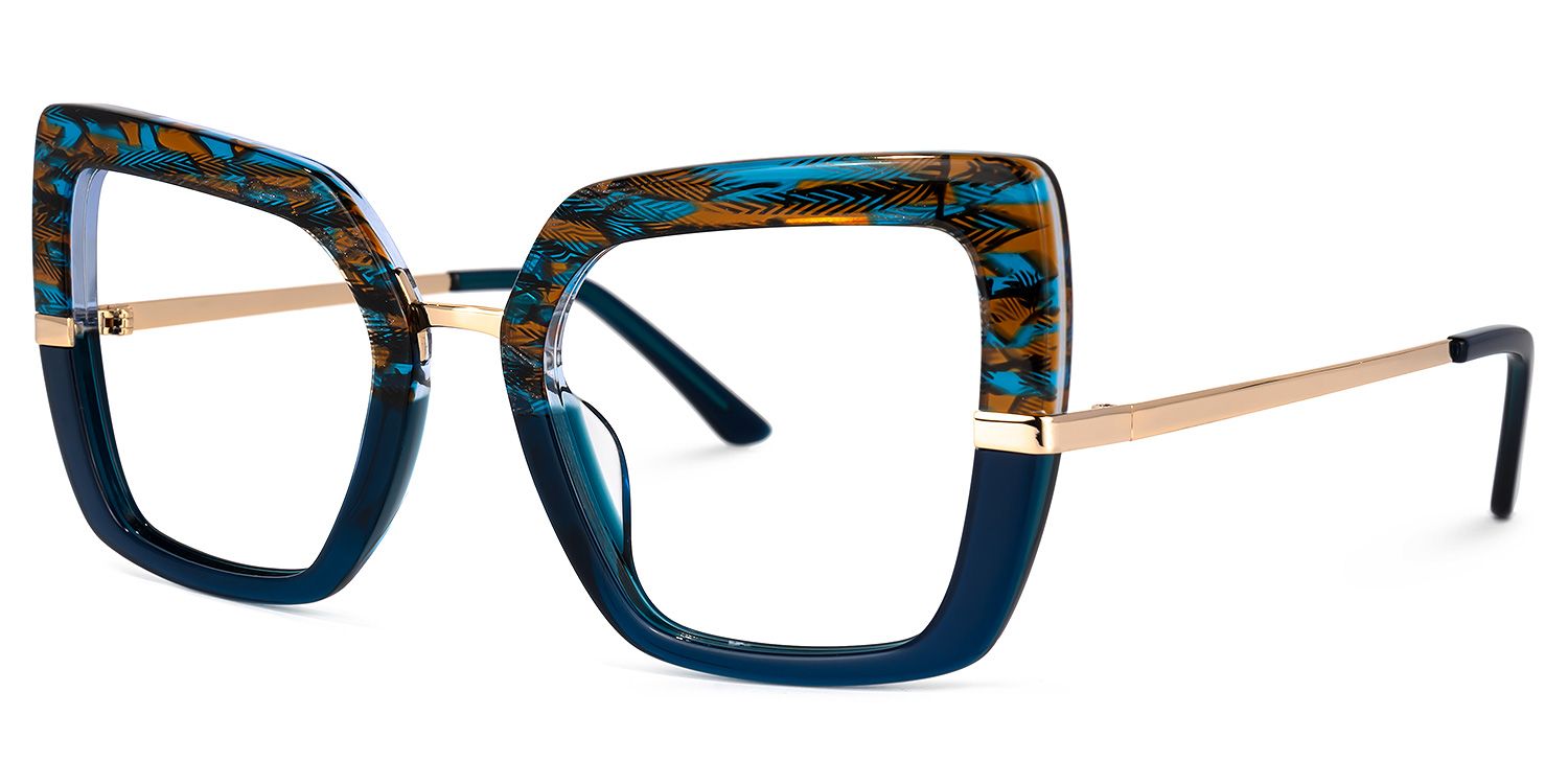 Shavan - Square Blue Eyeglasses | Vooglam Front View