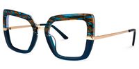 Shavan - Square Blue Eyeglasses | Vooglam Front View