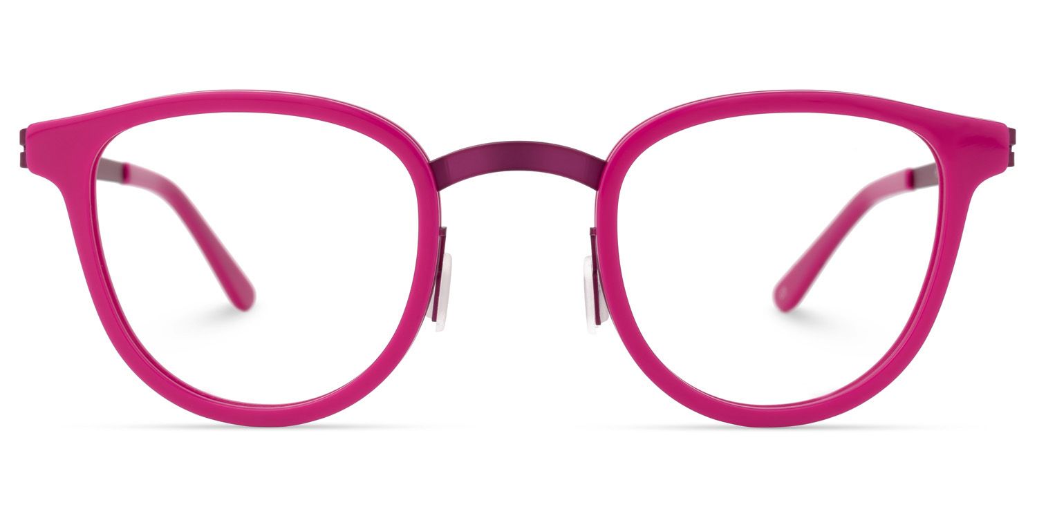 Round Bright/Pink Eyeglasses | Vooglam.com Angle View