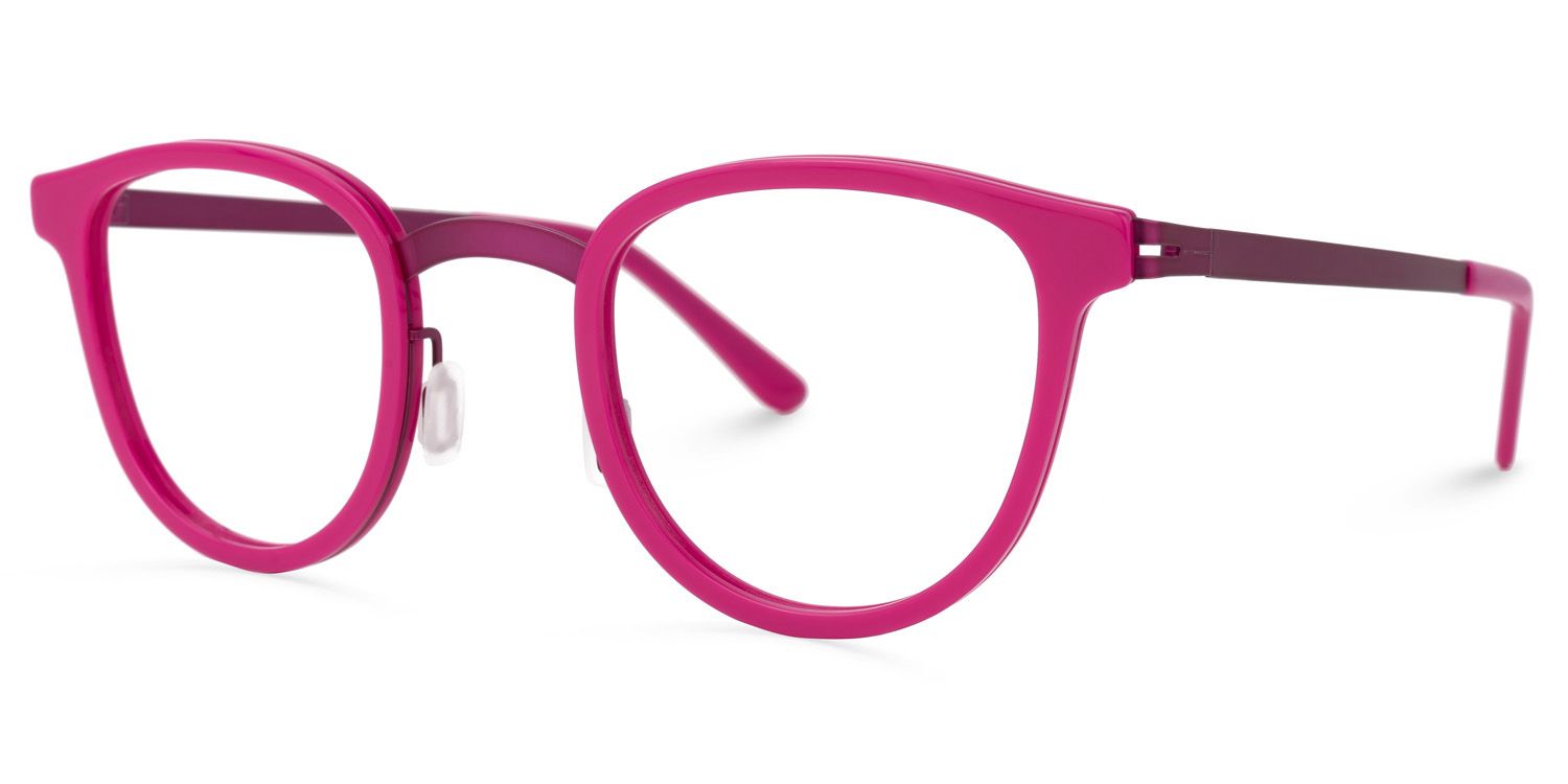 Round Bright/Pink Eyeglasses | Vooglam.com Front View