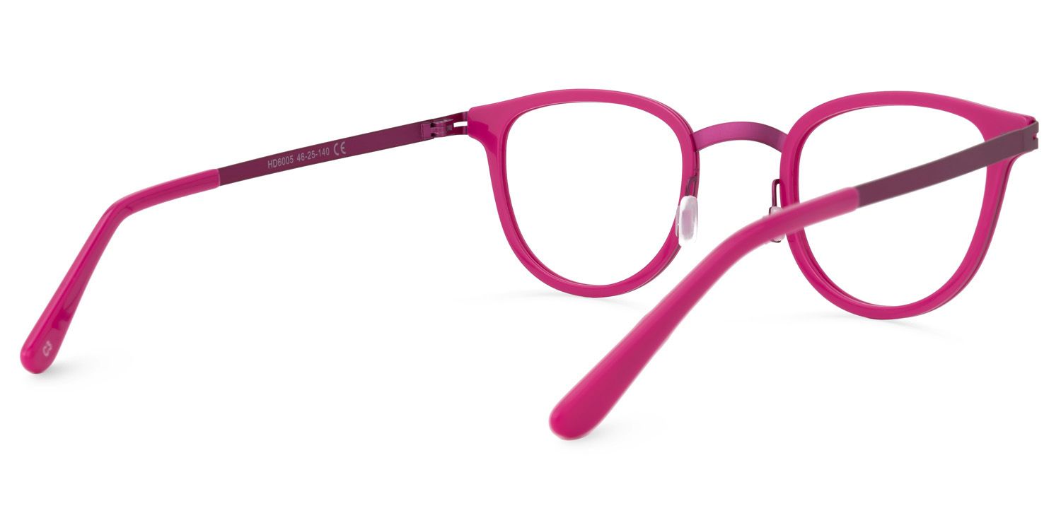 Round Bright/Pink Eyeglasses | Vooglam.com Side View