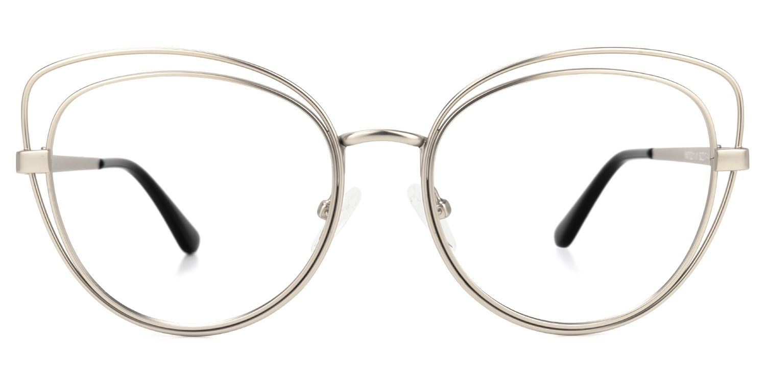 Cat Eye Silver Eyeglasses | Vooglam.com Angle View
