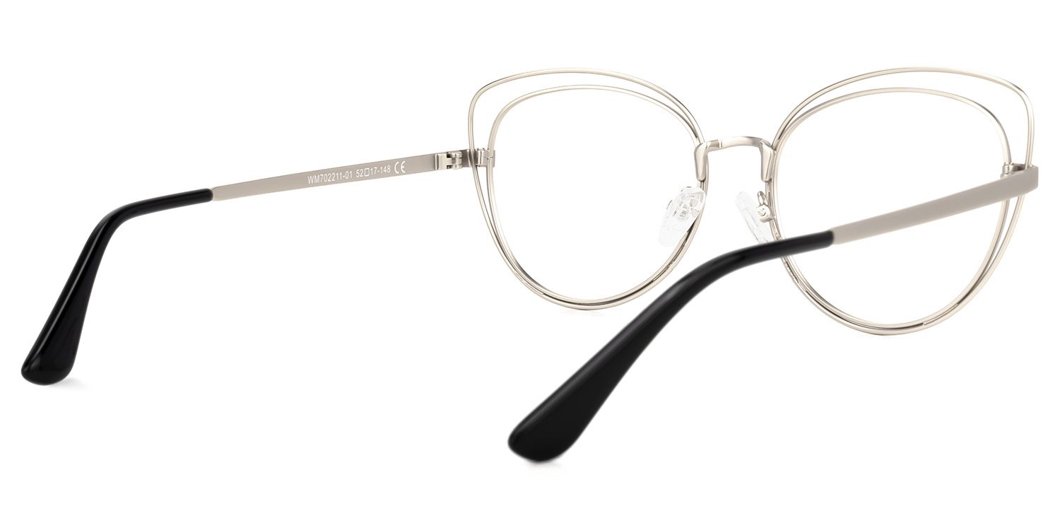 Cat Eye Silver Eyeglasses | Vooglam.com Side View