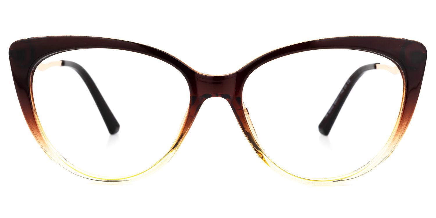 Cat Eye Brown Eyeglasses | Vooglam.com Angle View