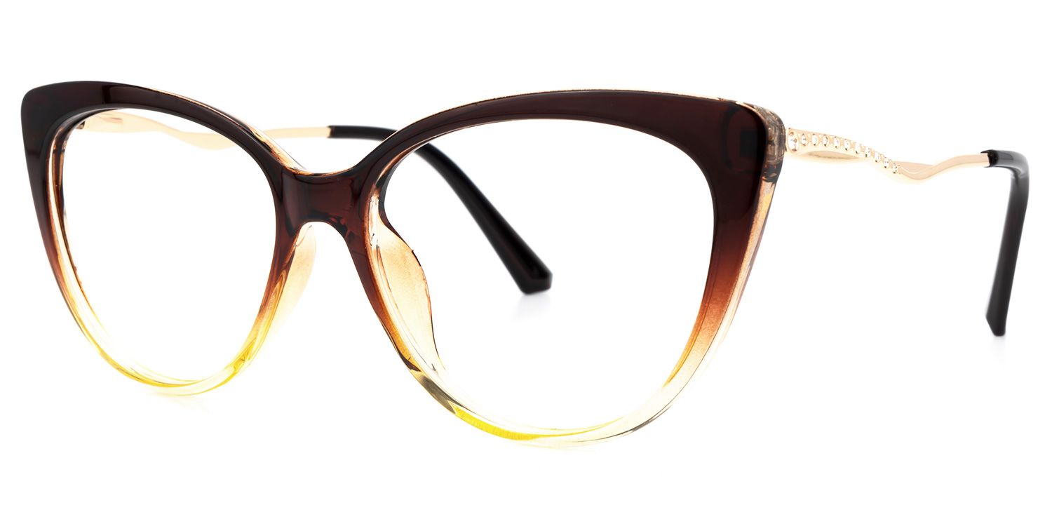 Cat Eye Brown Eyeglasses | Vooglam.com Front View