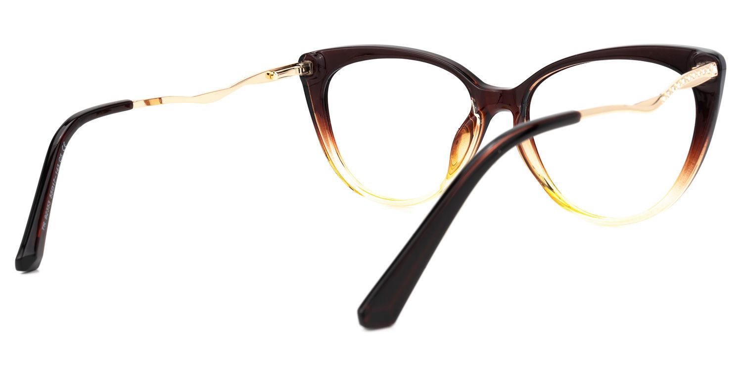 Cat Eye Brown Eyeglasses | Vooglam.com Side View