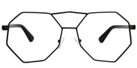 Jacob Irregular Octagon Black Eyeglasses Front View