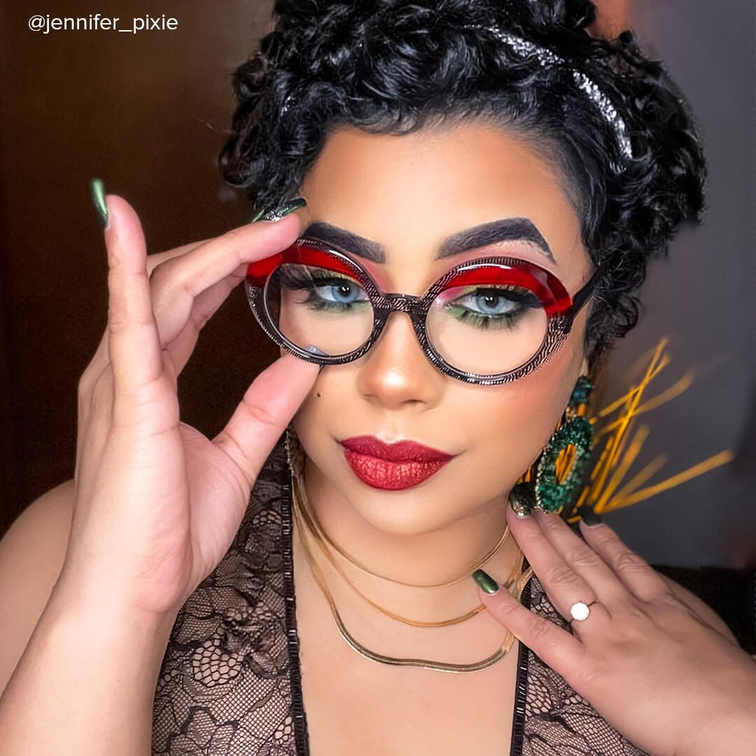 Round Black Crystal Eyeglasses Frames