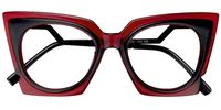 Steady Geometric Black/Red Eyeglasses│Vooglam Optical Glasses Angle View