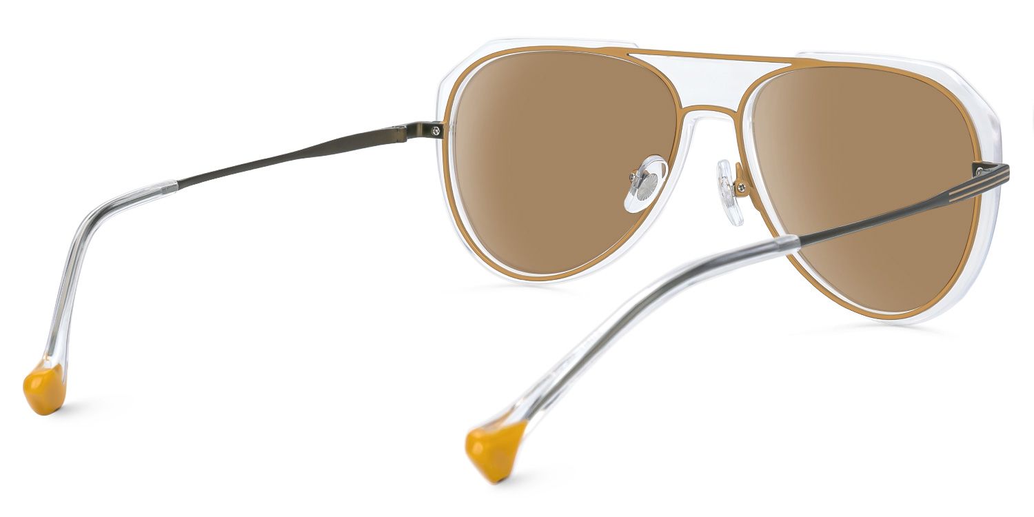 Hafsa - Aviator Champagne Prescription Sunglasses | Vooglam Side View