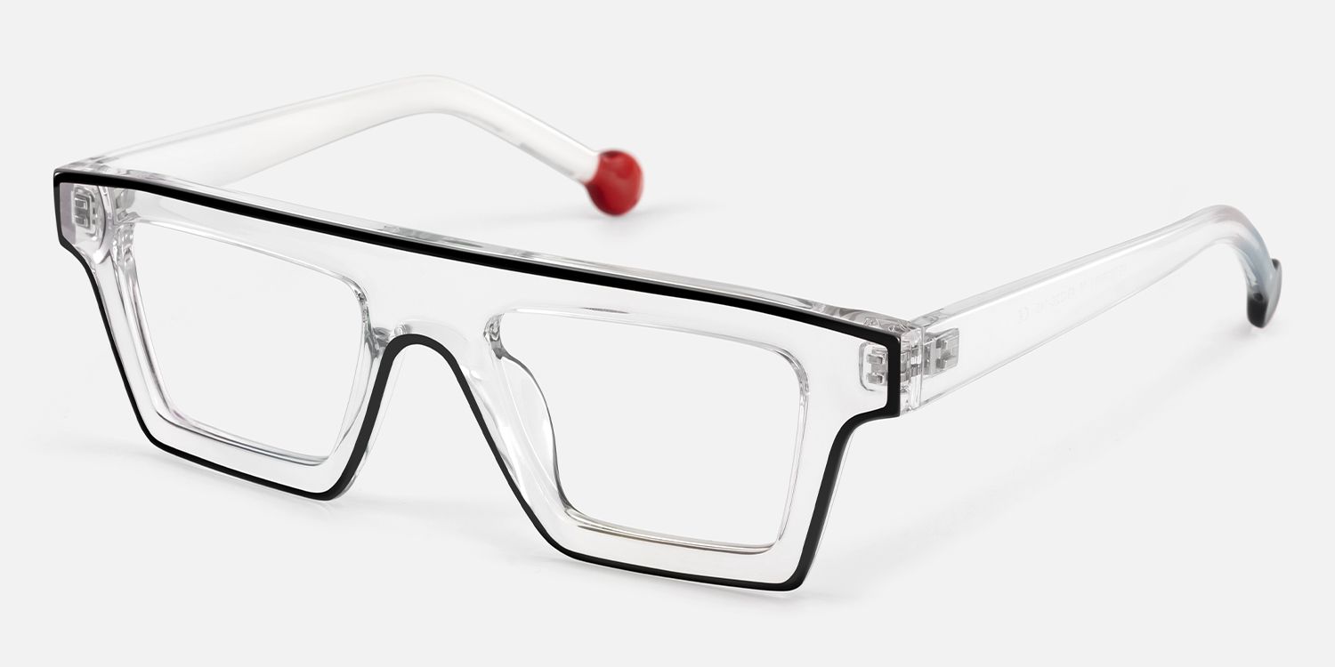 Treva - Bold Clear Glasses with Black Outline | Vooglam Front View