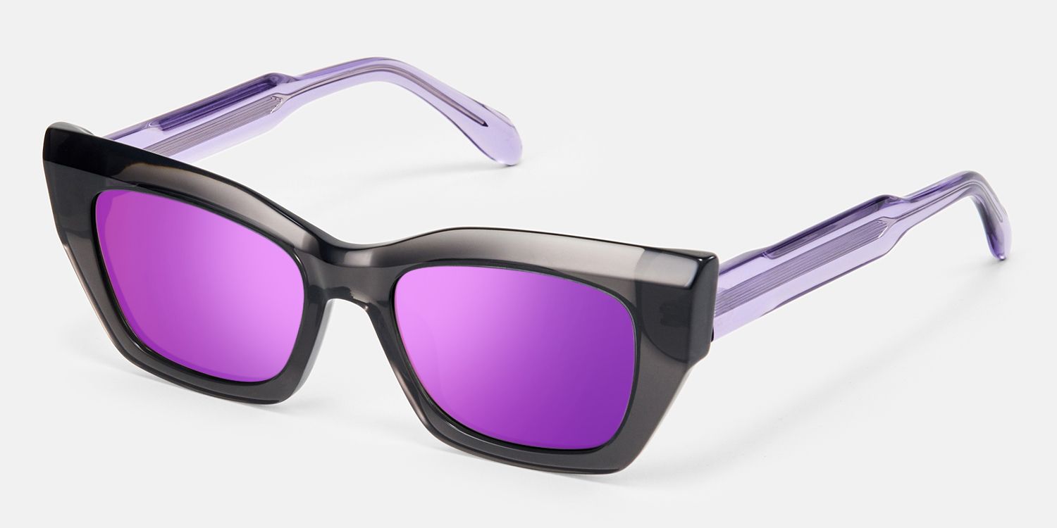 Velora - Transparent Grey Mirror Sunglasses | Vooglam Front View