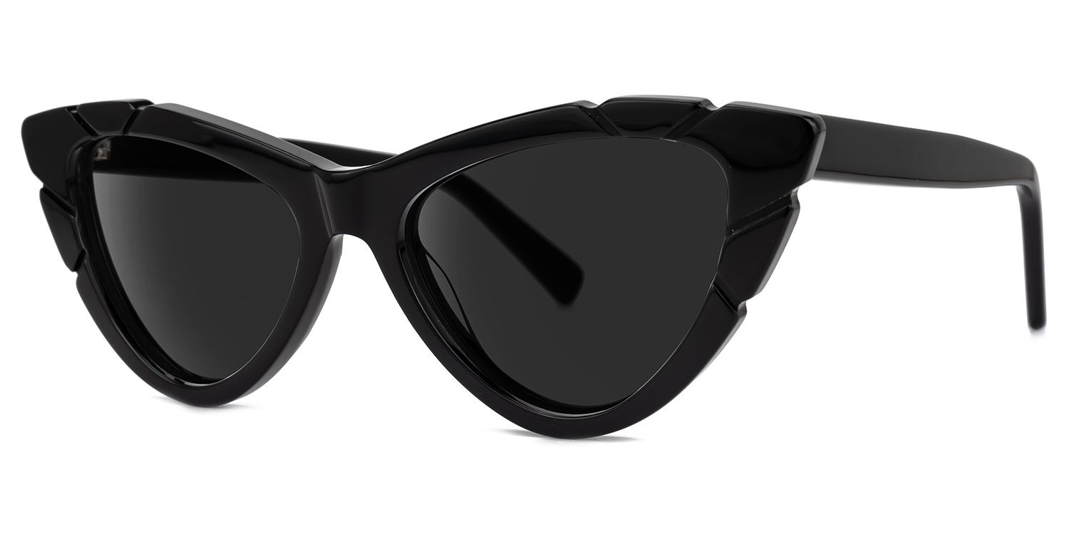 Edana - Cat Eye Black Sunglasses | Vooglam Front View