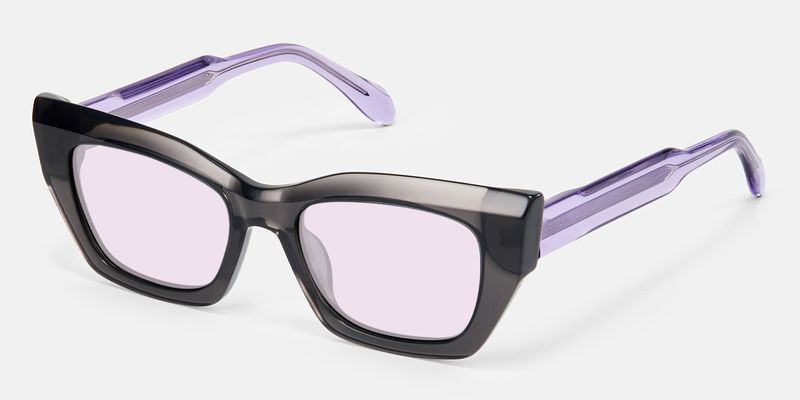 Velora - Transparent Grey Purple Sunglasses | Vooglam