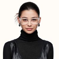 Strobe - Rectangle Transparent Eyeglasses | Vooglam On Model 1