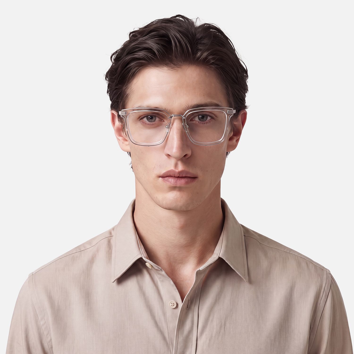 Kassel - Lightweight Clear Square Mixed Glasses | Vooglam On Model 1