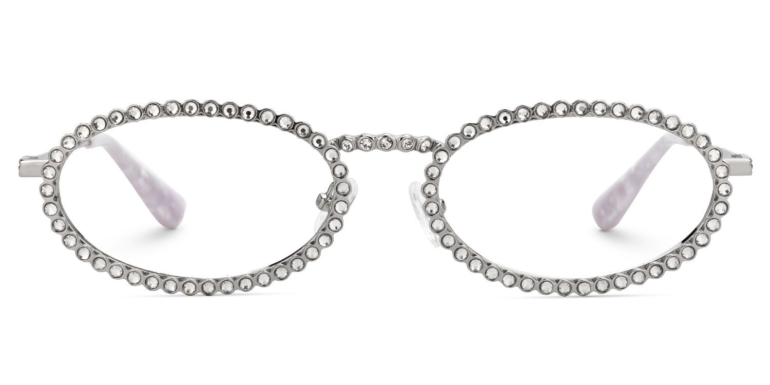 Fergie - Oval Silver Eyeglasses | Vooglam Angle View