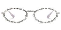 Fergie - Oval Silver Eyeglasses | Vooglam Angle View