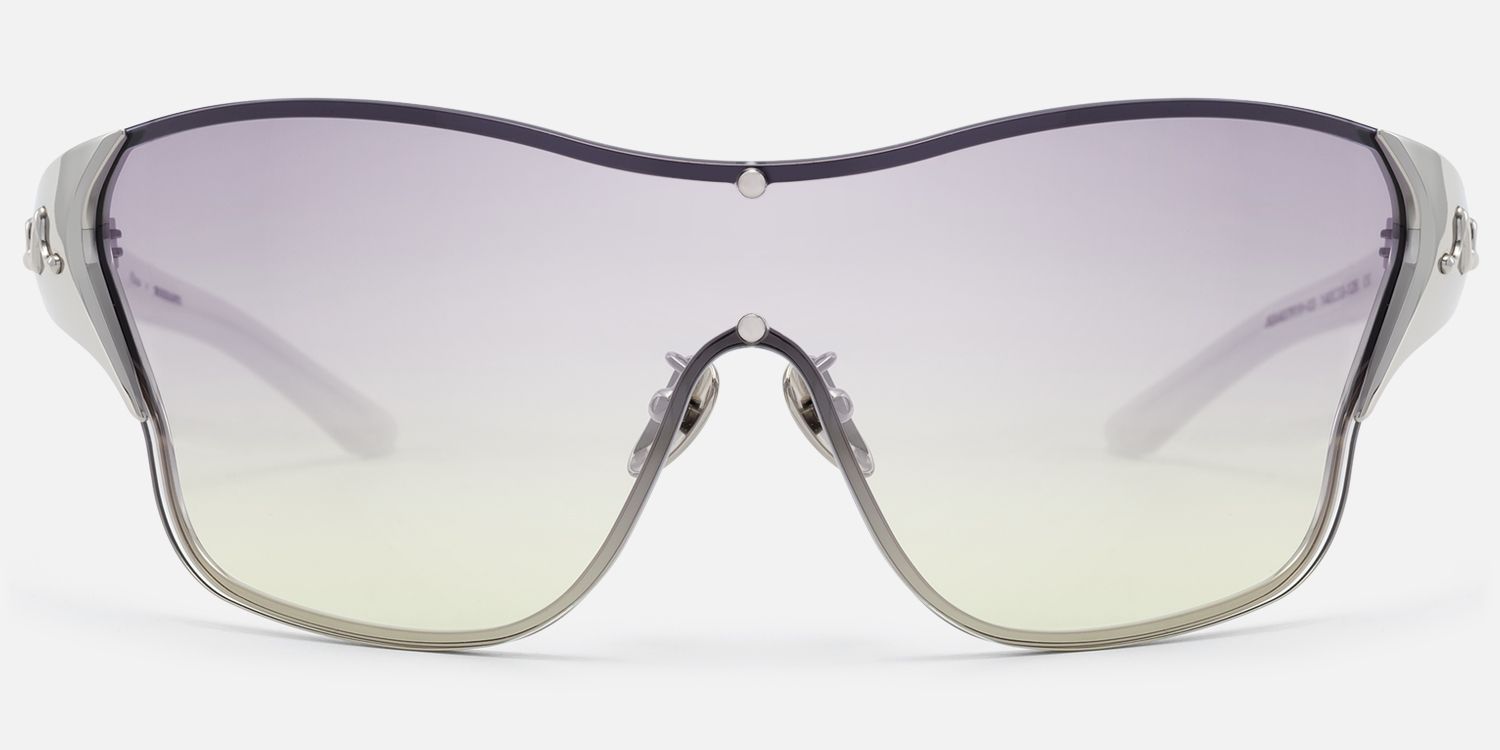 Suzuka - Pearlescent White Fashion Shield Shades | Vooglam Angle View