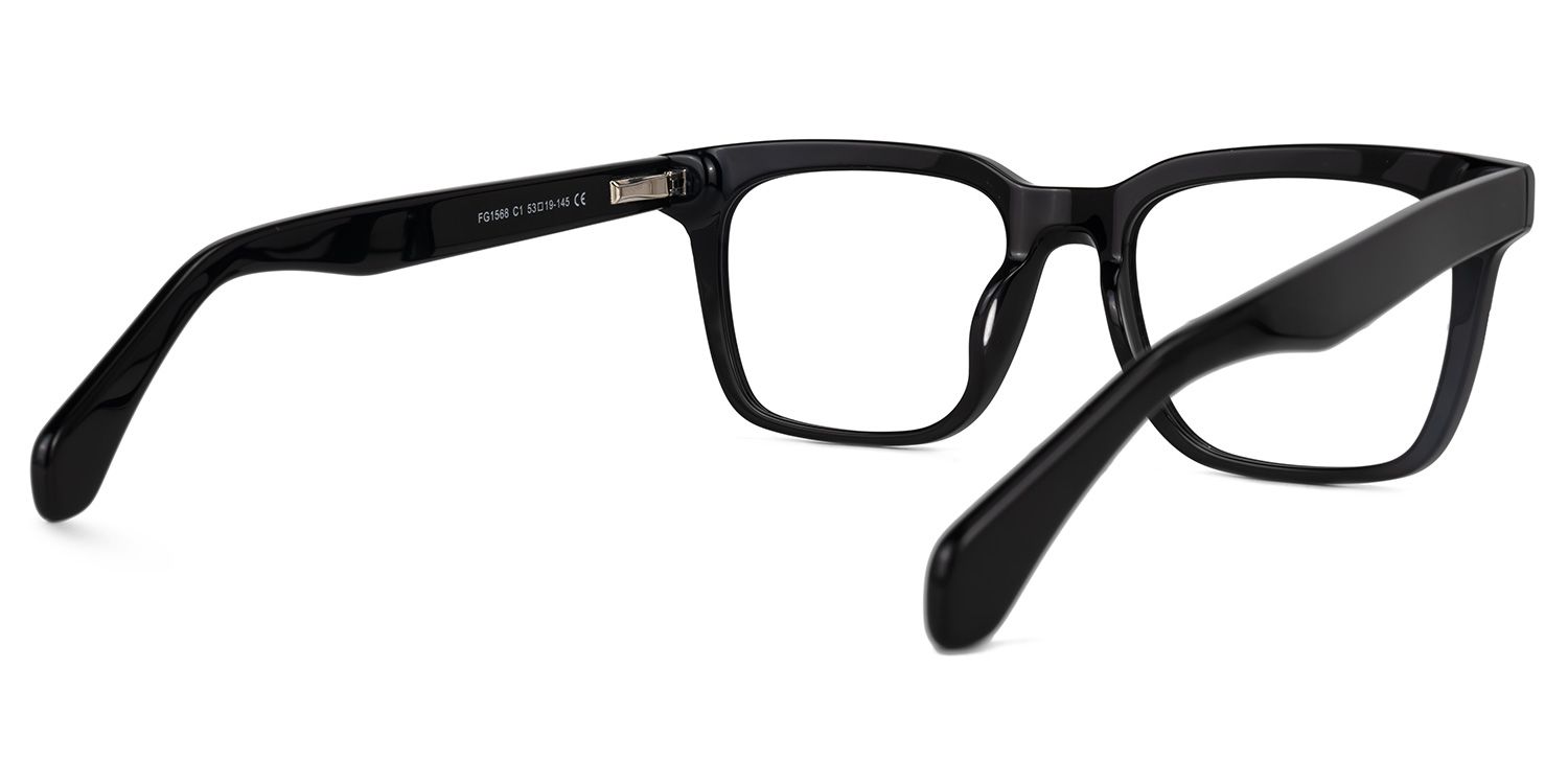Derora - Rectangle Black Eyeglasses by Vooglam - Side View